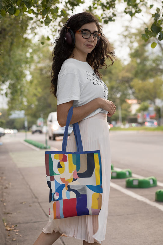 Chromatic Cascade - All Over Print Canvas Tote Bag With Zipper 15 x 17 inches