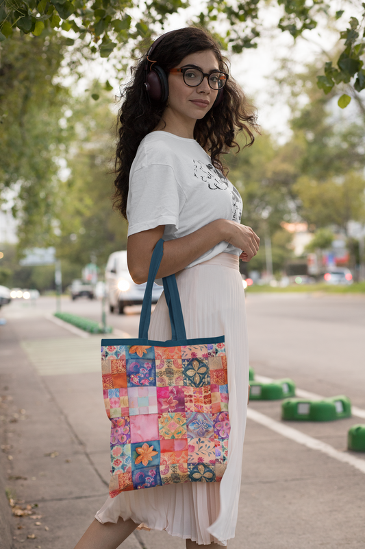 Cross Stich - All Over Print Canvas Tote Bag With Zipper 15 x 17 inches