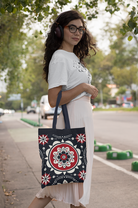 Ethnic - All Over Print Canvas Tote Bag With Zipper 15 x 17 inches