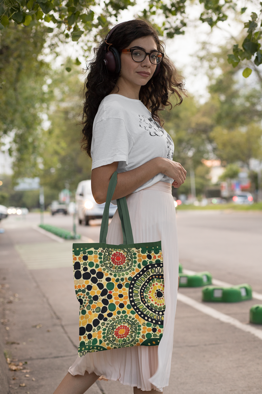 Aboriginal - All Over Print Canvas Tote Bag With Zipper 15 x 17 inches